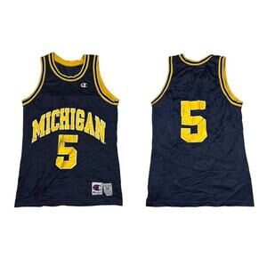 Champion VTG Michigan Wolverines Jalen Rose 5 Swingman Jersey FLAW Youth 36 XL
